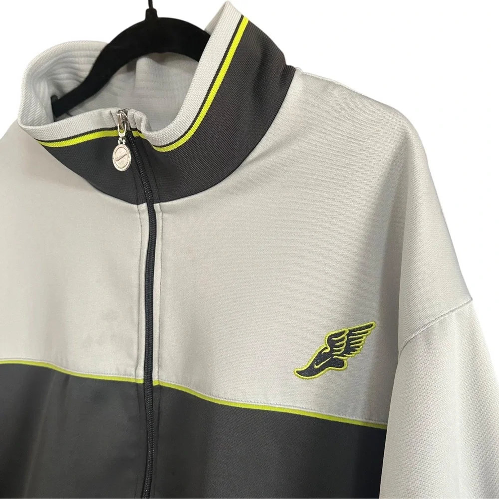 Nike Track Jacket Mens XL Grey Charcoal Good Neon Lime Color Block Activewear
